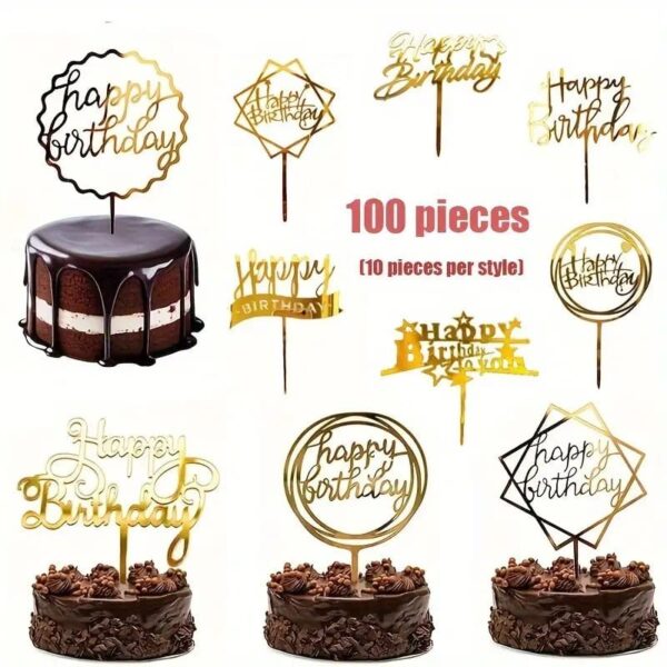 Toppers de pastel de letras dorado