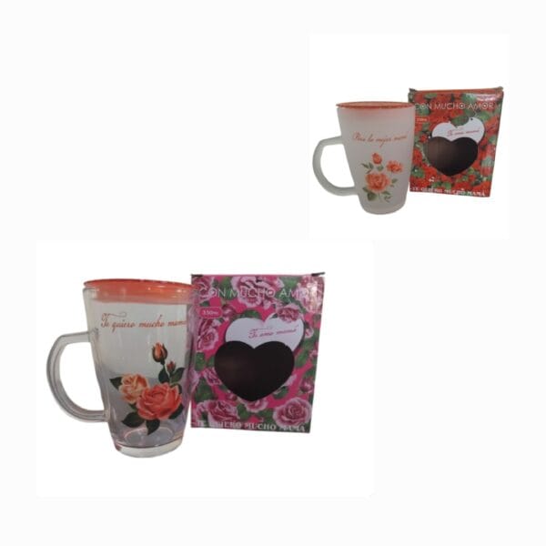 Tazas de cristal con tapa (330 ml)